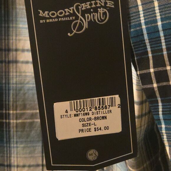 NWT Moon Shine Spirit Brad Paisely L Regular Fit Western Pearl Snap Rockabilly - Picture 7 of 10